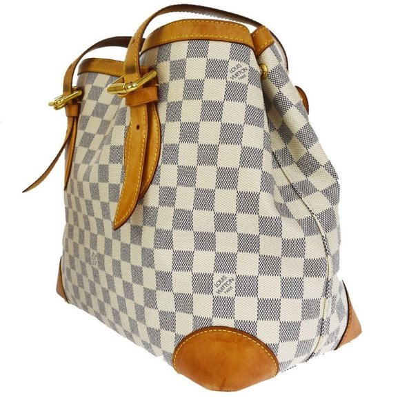 LOUIS VUITTON Hampstead MM Shoulder Bag Damier Azur Leather White - Picture 10 of 12